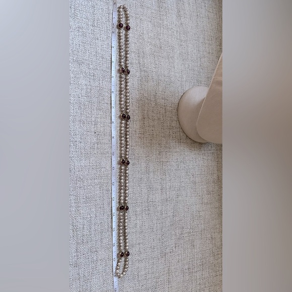 Silver pearls w purple cateye beads opera length necklace beautiful vintage - Picture 6 of 7